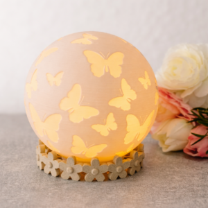 Schmetterlings-Kugel-Teelichtlampe & Blumensockel