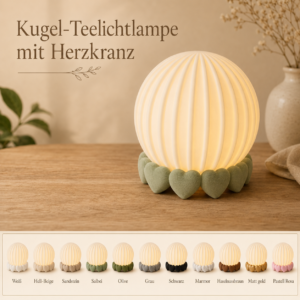 Kugel Teelichtlampe mit Herzkranz