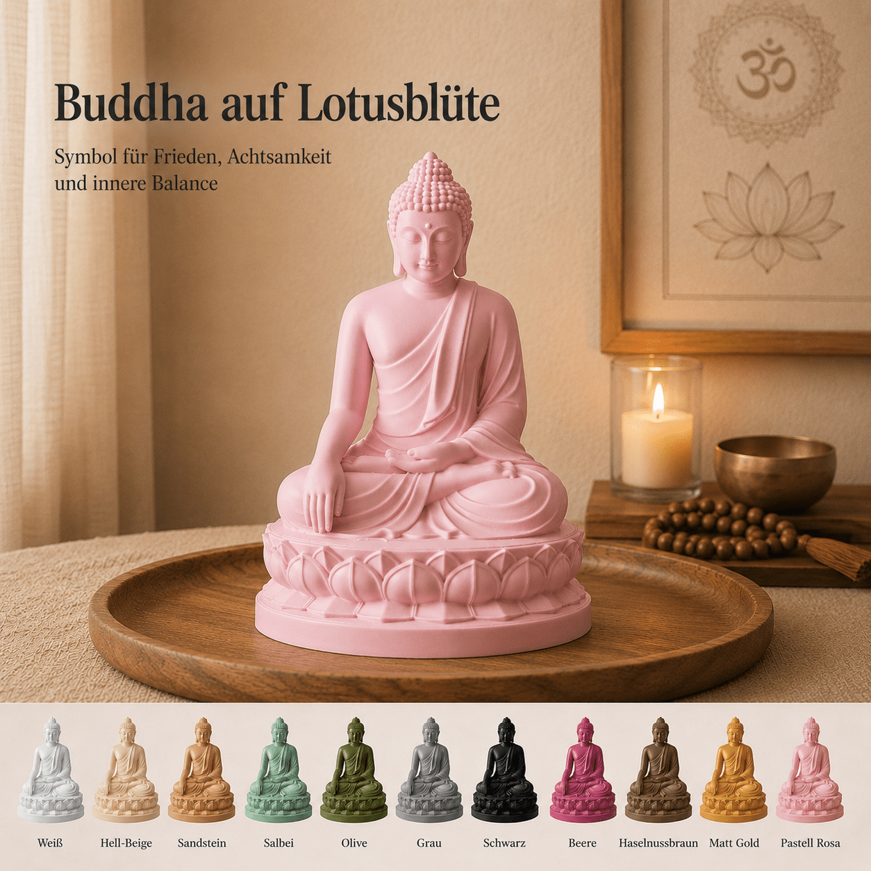 Buddha auf Lotusblüte – 3D-gedruckte Buddha-Figur für Yoga-Ecke, Meditation & ruhige Wohnraumdeko