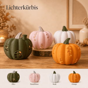 beleuchtbarer Lichtkürbis in verschiedenen Varianten